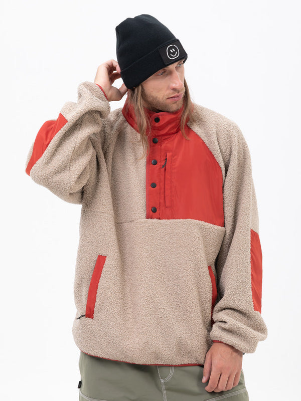 Herren-Abenteuerpullover aus Kunst-Sherpa-Fleece, warm und wetterfest für die Berge