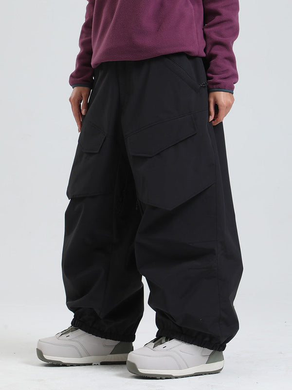 Gsou Snow Urban Slope Damen-Schneehose mit Knieflex-Cargotaschen und weitem Bein