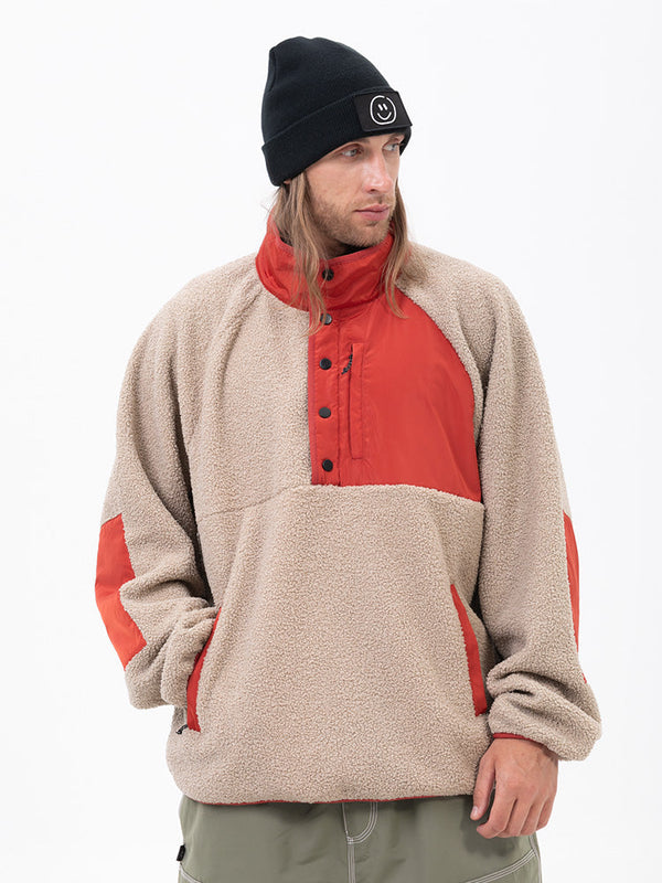 Herren-Abenteuerpullover aus Kunst-Sherpa-Fleece, warm und wetterfest für die Berge