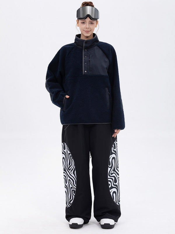 Damen-Pullover aus Kunst-Sherpa-Fleece für die Berge & stylische reflektierende Cargo-Schneehose