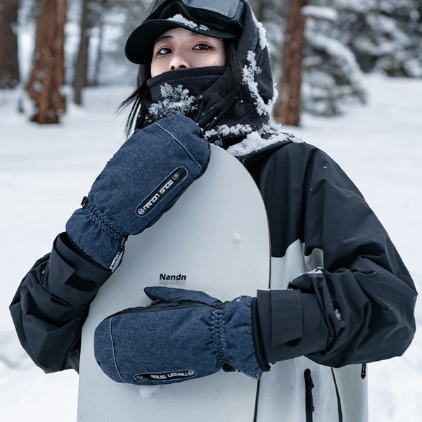 Nandn Winter Mountain Shred Allwetter-Schneehandschuhe für Herren mit zusätzlichen 5-Finger-Handschuhen