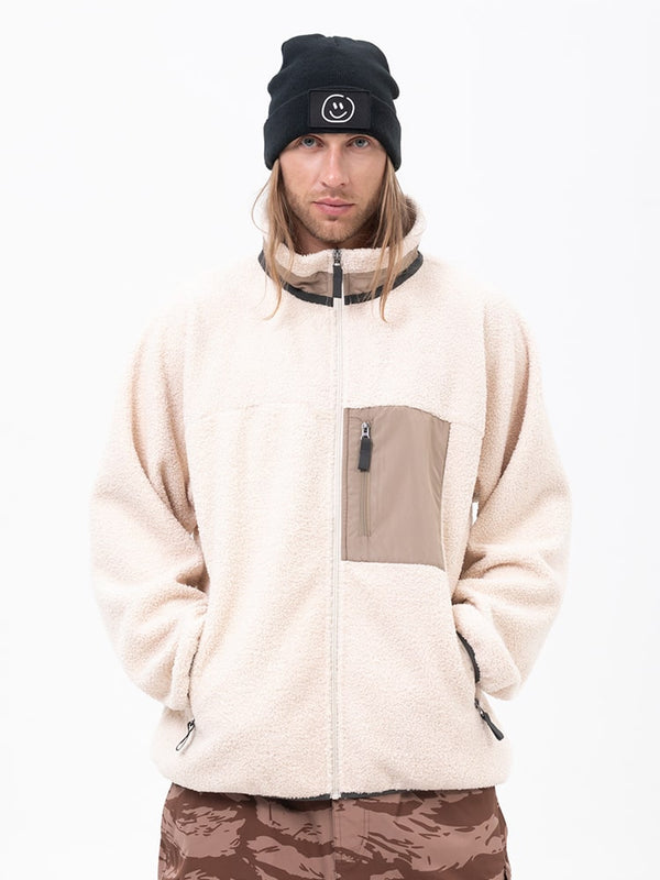 Herren-Fleecejacke aus Kunst-Sherpa-Fleece mit durchgehendem Reißverschluss für abenteuerliche Bergtouren