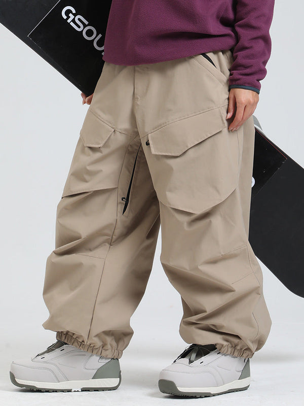 Gsou Snow Urban Slope Damen-Schneehose mit Knieflex-Cargotaschen und weitem Bein