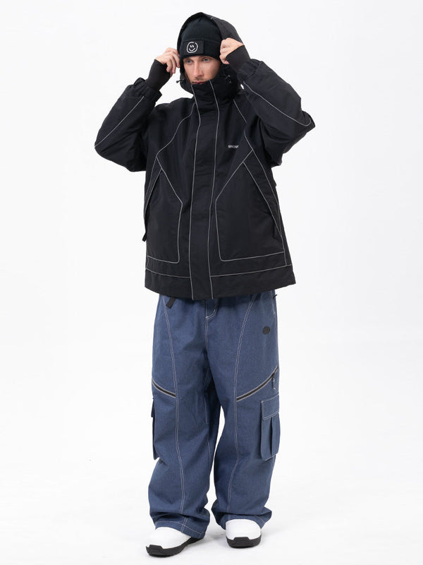 Men's Night Skiing Chill Reflective Snow Suit – Mountain Jacket & Streetstorm Baggy Pants Set