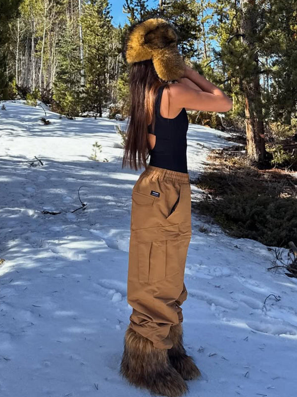 Damen-Skihose mit doppeltem Knie, Mountain Freestyle Baggy Camo