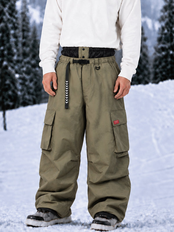 Pantalon de ski cargo ample et utilitaire pour homme – Modèle à ceinture de ville multipoches