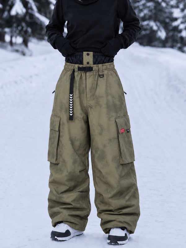 Damen-Street-Utility-Cargo-Schneehose im Baggy-Stil – Design mit mehreren Taschen und Gürtel
