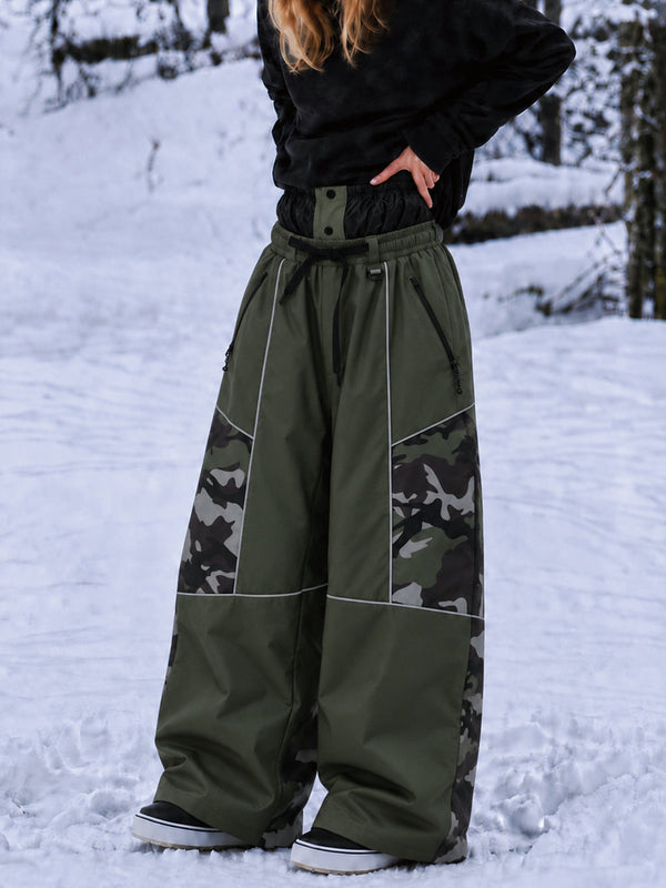 Wild Motion Super Baggy Schneehose für Damen – Reflektierendes Colorblock-Design mit mehreren Taschen