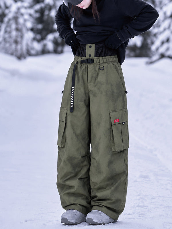 Damen-Street-Utility-Cargo-Schneehose im Baggy-Stil – Design mit mehreren Taschen und Gürtel
