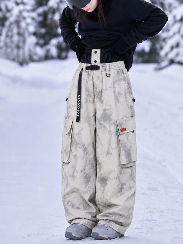 Damen-Street-Utility-Cargo-Schneehose im Baggy-Stil – Design mit mehreren Taschen und Gürtel
