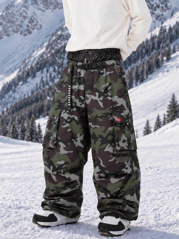 Pantalon de ski cargo ample et utilitaire pour homme – Modèle à ceinture de ville multipoches