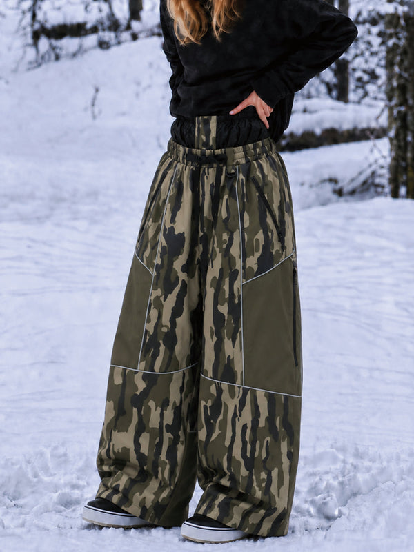 Wild Motion Super Baggy Schneehose für Damen – Reflektierendes Colorblock-Design mit mehreren Taschen