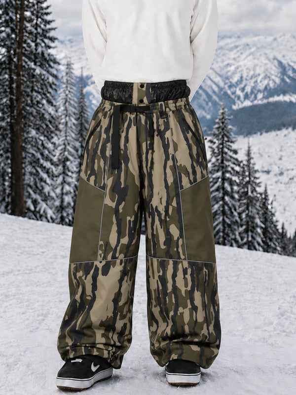 Pantalon de ski Wild Motion Super Baggy pour homme – Multi-poches, design à blocs de couleurs réfléchissants