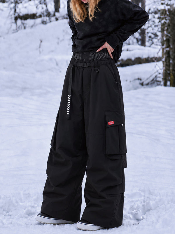 Damen-Street-Utility-Cargo-Schneehose im Baggy-Stil – Design mit mehreren Taschen und Gürtel