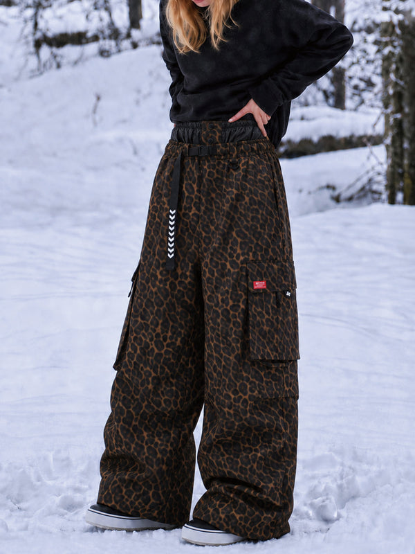 Damen-Street-Utility-Cargo-Schneehose im Baggy-Stil – Design mit mehreren Taschen und Gürtel