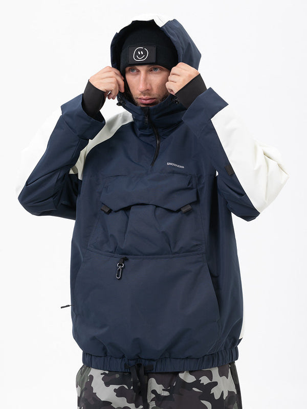 Men's Mountain Freestyle Cargo Pocket Pullover Bomber Snowboard Jacket