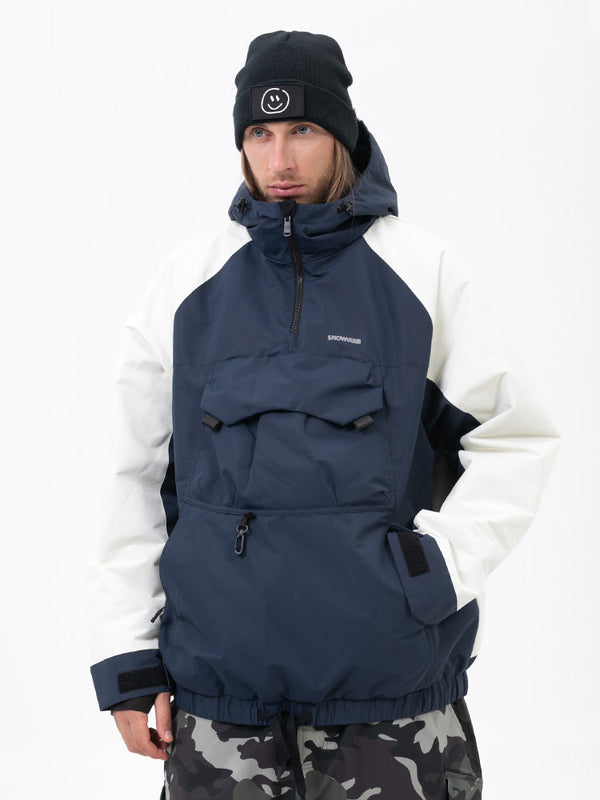Men's Mountain Freestyle Cargo Pocket Pullover Bomber Snowboard Jacket
