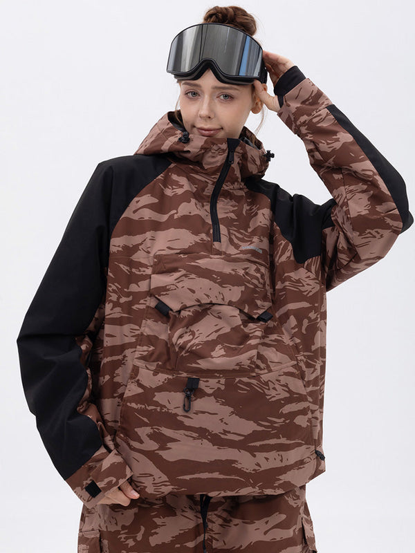 Damen Mountain Freestyle Cargo Pocket Bomber Camo Snowboardjacke