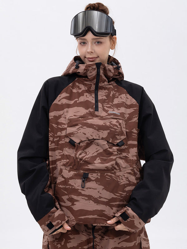 Damen Mountain Freestyle Cargo Pocket Bomber Camo Snowboardjacke