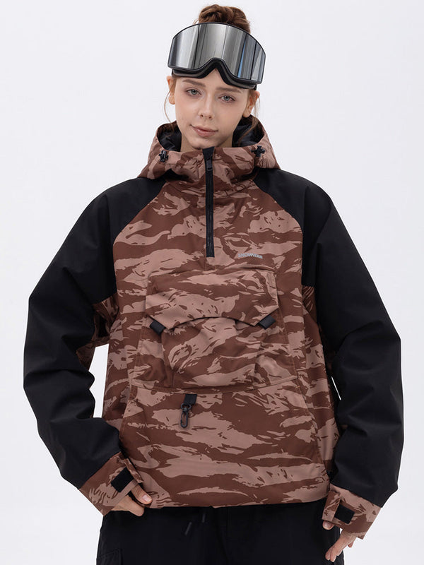 Damen Mountain Freestyle Cargo Pocket Bomber Camo Snowboardjacke