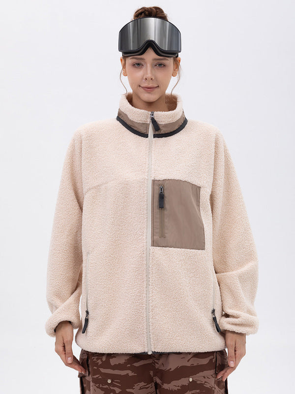 Damen-Fleecejacke aus Kunst-Sherpa-Fleece mit durchgehendem Reißverschluss für abenteuerliche Bergtouren