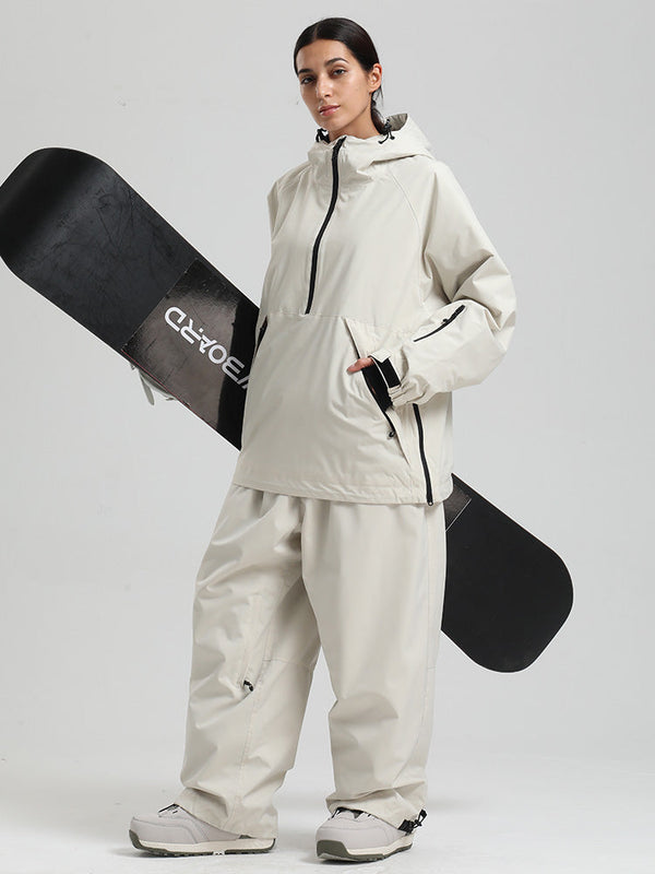 Gsou Snow Damen-Snowboardanzug, strapazierfähig, urbaner Look, Pullover-Anorak