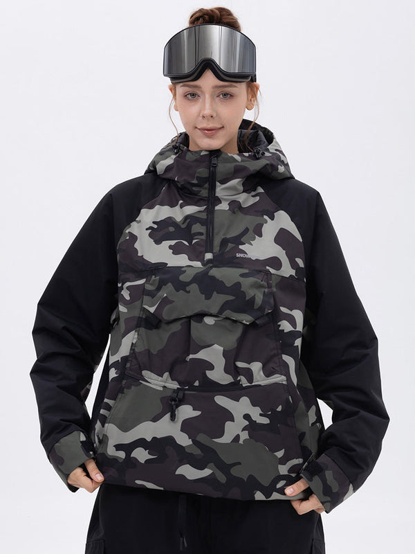 Damen Mountain Freestyle Cargo Pocket Bomber Camo Snowboardjacke