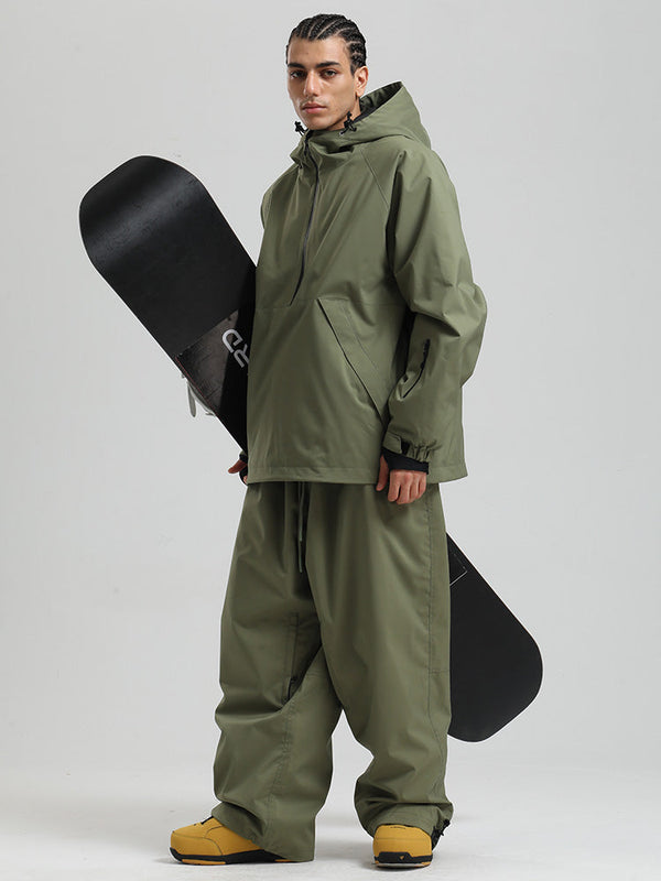 Gsou Snow Herren-Snowboardanzug, strapazierfähig, urbaner Look, Pullover-Anorak