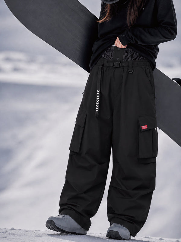 Damen-Street-Utility-Cargo-Schneehose im Baggy-Stil – Design mit mehreren Taschen und Gürtel
