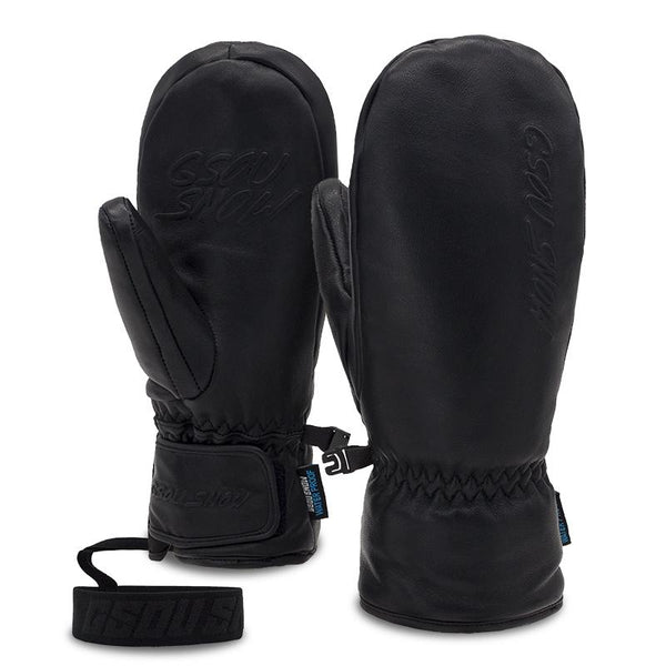 Gsou Snow Winterhandschuhe aus Ziegenleder für Damen – Allwetter-Schneehandschuhe
