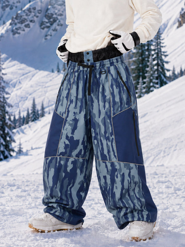 Pantalon de ski Wild Motion Super Baggy pour homme – Multi-poches, design à blocs de couleurs réfléchissants
