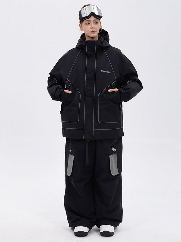 NightRide Chill reflektierender Damen-Schneeanzug – Set aus Bergjacke und Baggy-Cargohose