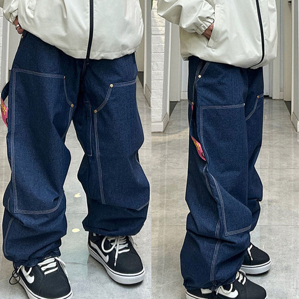 John Snow Herren Winter Warme Wasserdichte Hüft-Snowboard-Jeans aus Denim