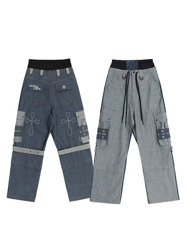 Snowall Herren Winter Warme Wasserdichte Denim Hip-Hop Snowboardhose Jeans
