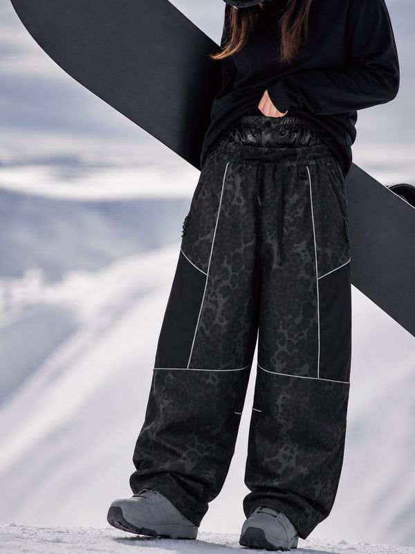 Wild Motion Super Baggy Schneehose für Damen – Reflektierendes Colorblock-Design mit mehreren Taschen