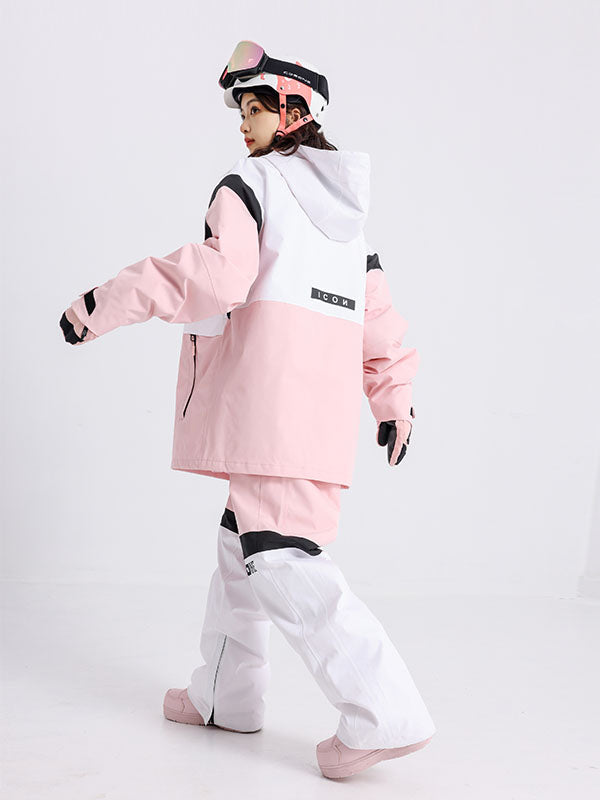 Cosone Powdreamer Damen-Anorak-Set mit halbem Reißverschluss und Farbblock-Design, bestehend aus Jacke und Hose