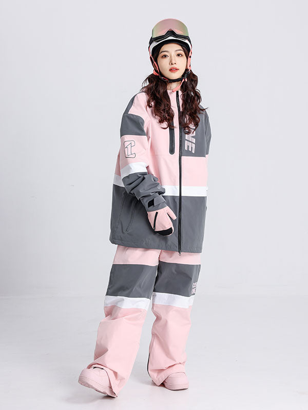 Cosone Winter-Windbreaker-Set für Herren mit Reißverschluss und Farbblock-Design, bestehend aus Jacke und Hose
