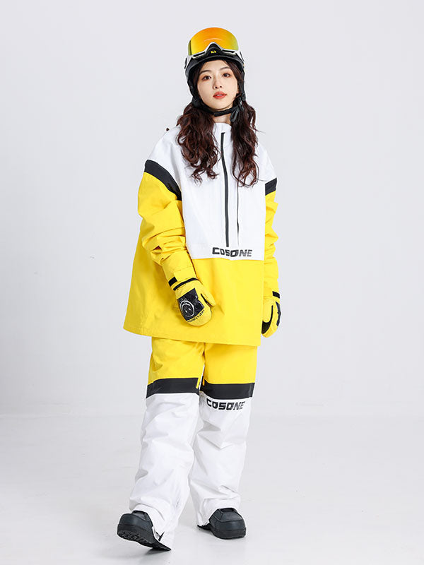 Cosone Powdreamer Herren-Anorak-Set mit halbem Reißverschluss und Farbblock-Design: Skijacke und -hose