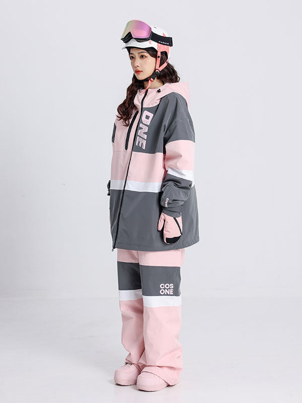 Cosone Winter-Windbreaker-Set für Herren mit Reißverschluss und Farbblock-Design, bestehend aus Jacke und Hose