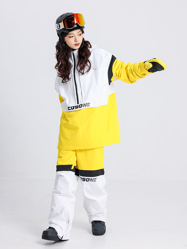 Cosone Powdreamer Herren-Anorak-Set mit halbem Reißverschluss und Farbblock-Design: Skijacke und -hose