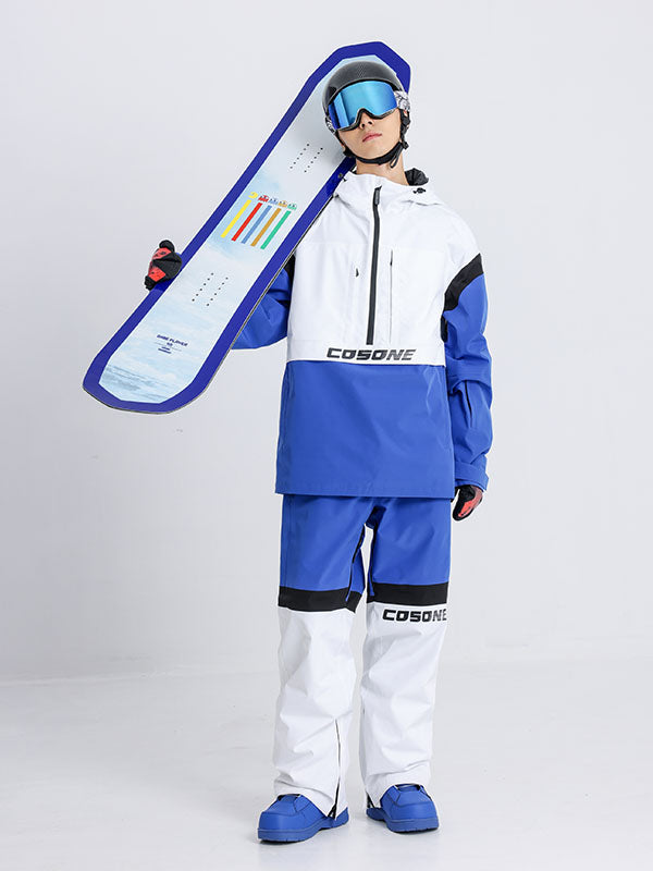 Cosone Powdreamer Herren-Anorak-Set mit halbem Reißverschluss und Farbblock-Design: Skijacke und -hose