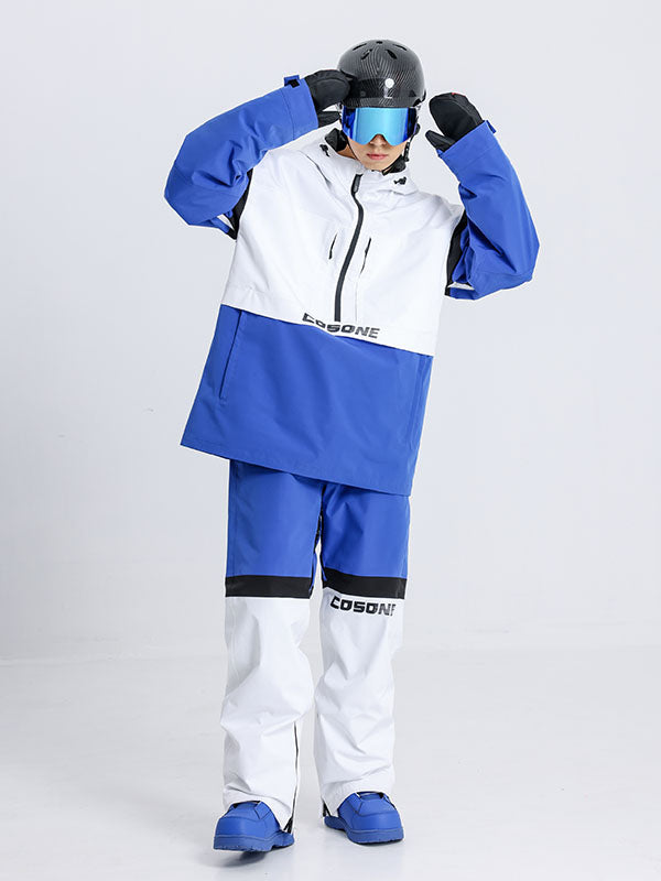 Cosone Powdreamer Herren-Anorak-Set mit halbem Reißverschluss und Farbblock-Design: Skijacke und -hose