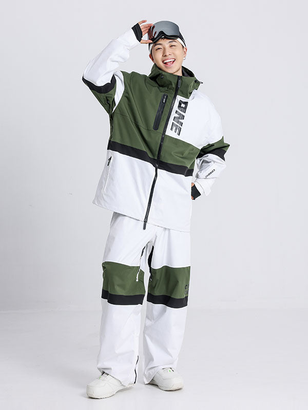 Cosone Winter-Windbreaker-Set für Herren mit Reißverschluss und Farbblock-Design, bestehend aus Jacke und Hose