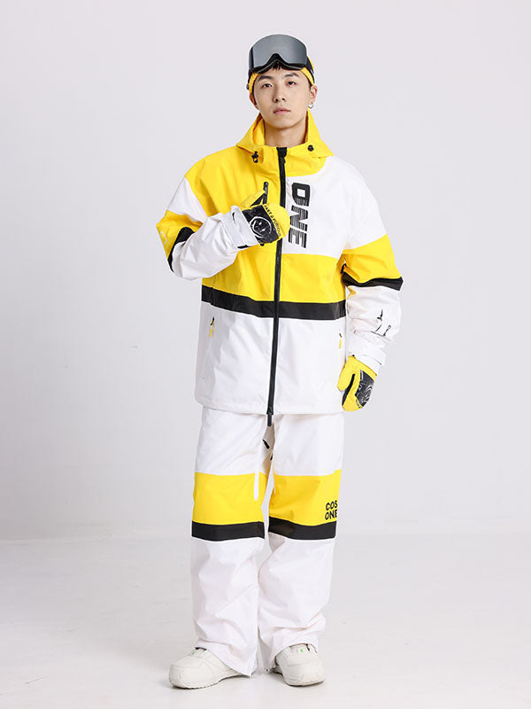 Cosone Winter-Windbreaker-Set für Herren mit Reißverschluss und Farbblock-Design, bestehend aus Jacke und Hose