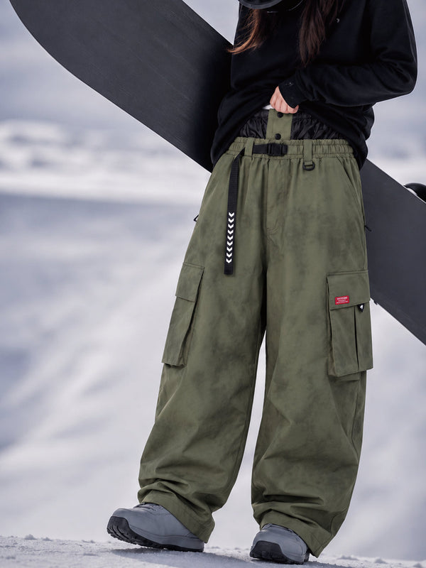 Damen-Street-Utility-Cargo-Schneehose im Baggy-Stil – Design mit mehreren Taschen und Gürtel