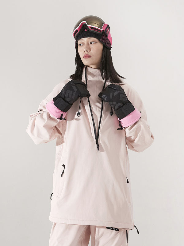 Damen-Unisex-Fleece-Anorak mit Kapuze und Isolierung, Vector-Schneejacke