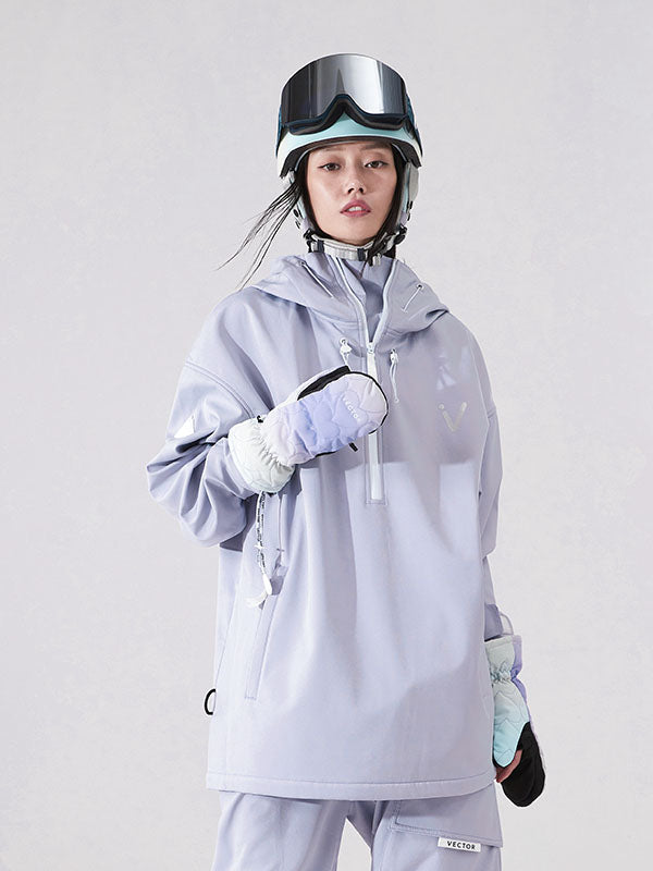 Vector Unisex Fleece-Anorak mit Kapuze für Herren, isoliert, Schneejacke