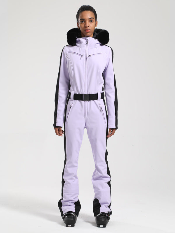 Women's Gsou Snow Classic Faux-Fur Trim Dawn Ski Suit One Piece