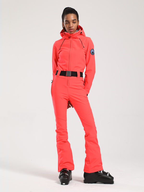 Gsou Snow Classic Damen-Skianzug mit Gürtel und ausgestelltem Bein