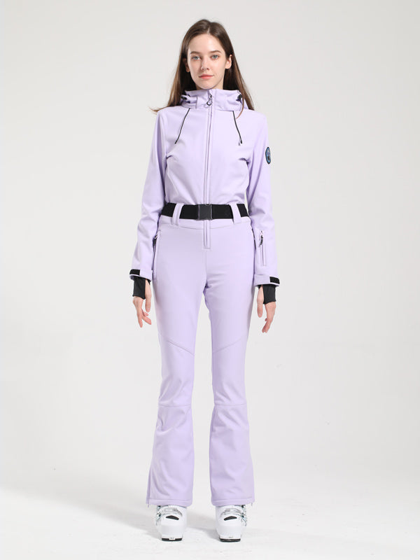 Gsou Snow Classic Damen-Skianzug mit Gürtel und ausgestelltem Bein